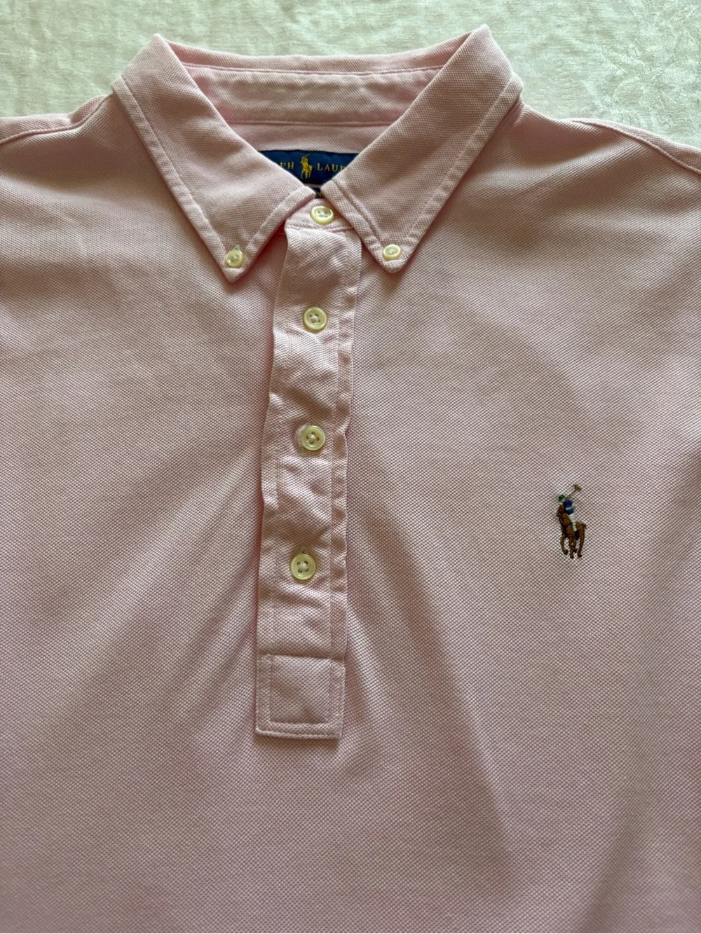 Ralph Lauren Light Pink Button-Down Polo Shirt